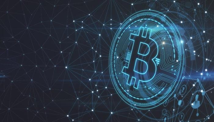 A Blue shaped bitcoin