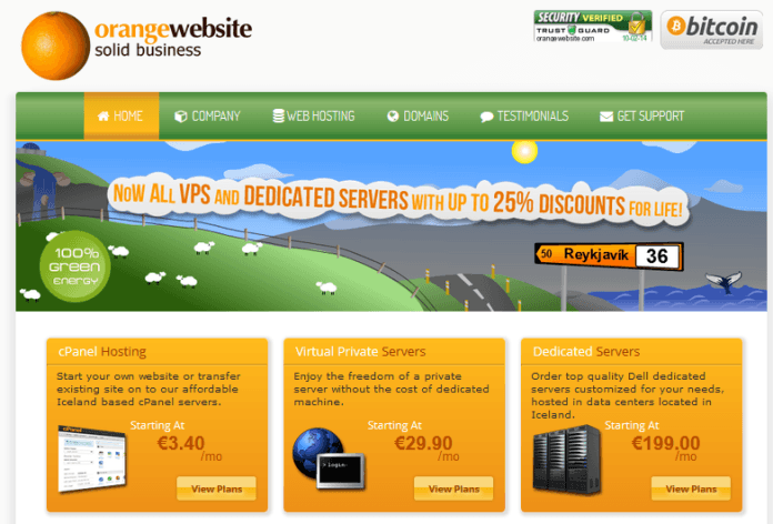 Orange website hosting from Iceland who accepts bitcoin