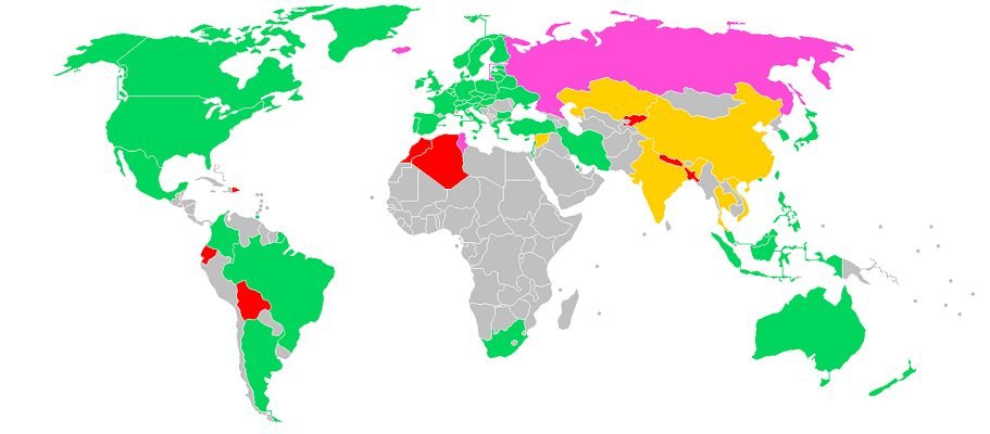 Legality of bitcoin by country or territory