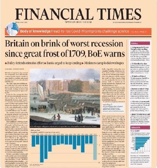 The first page of the financial times newspaper.