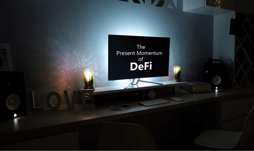 tv screen with the word DeFi written on it