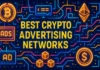 The 13 Best Crypto Advertising Networks to Grow Your Project Arcade-style graphic for Best Crypto Advertising Networks, featuring crypto coins and ad symbols.
