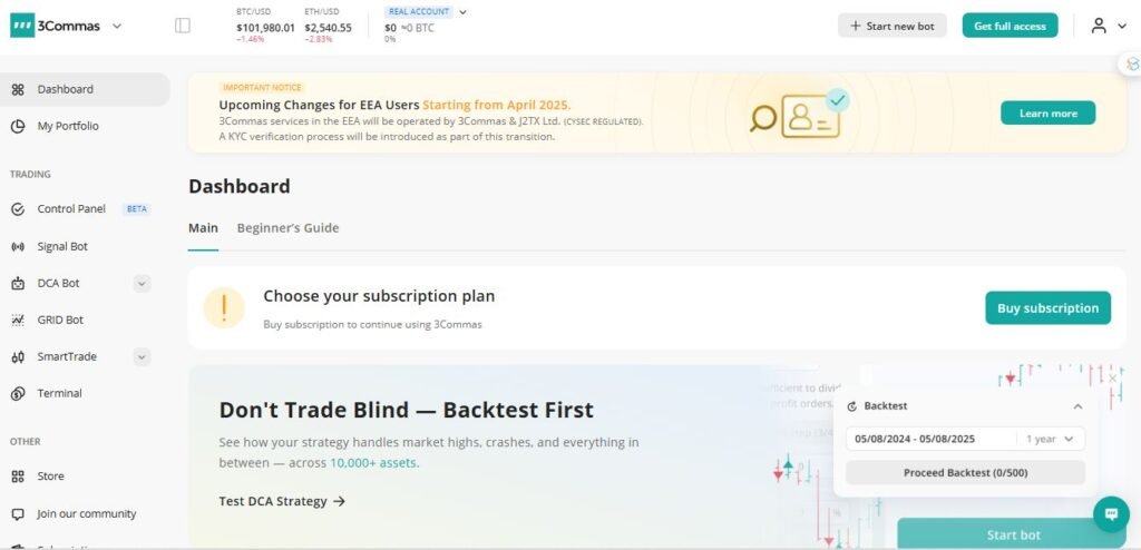 Top 7 BEST Crypto Trading Bots for Beginners Screenshot from my 3Commas dashboard.