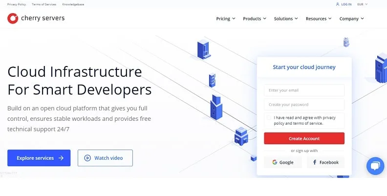 Cherry Servers homepage screenshot