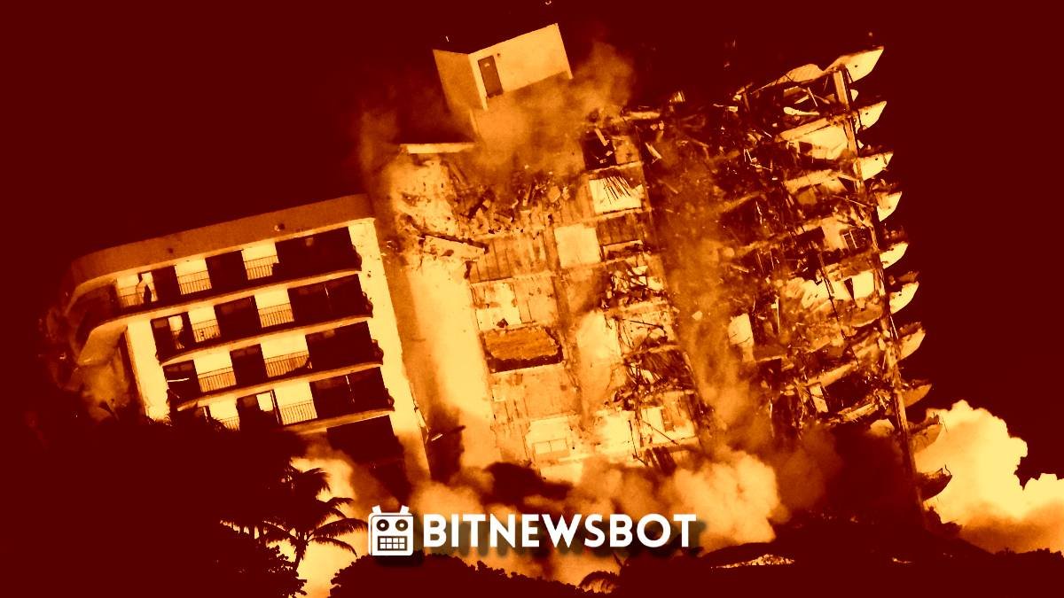 A collapsed building