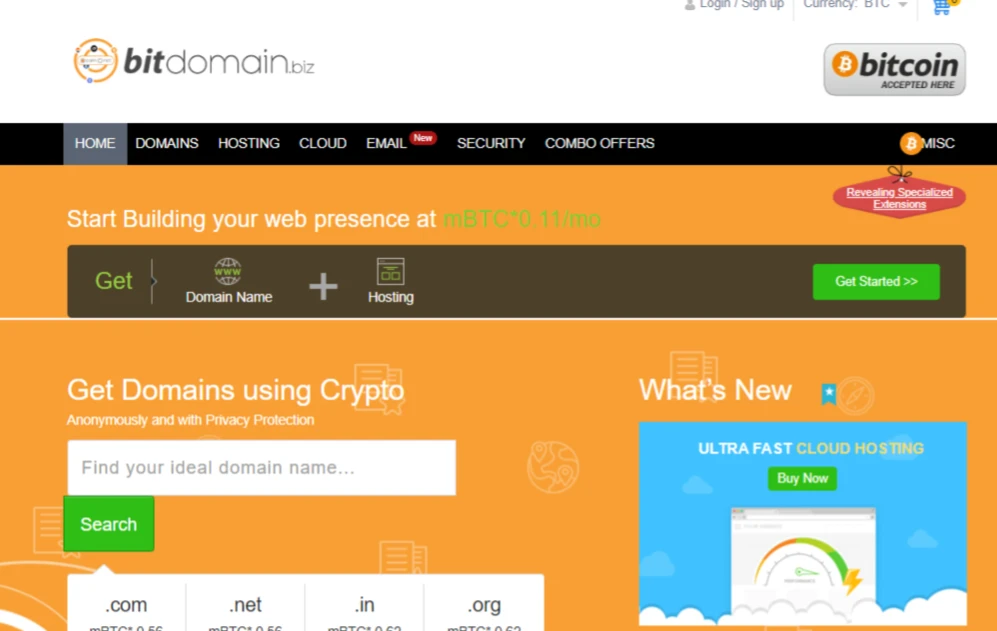 Bitdomain's homepage