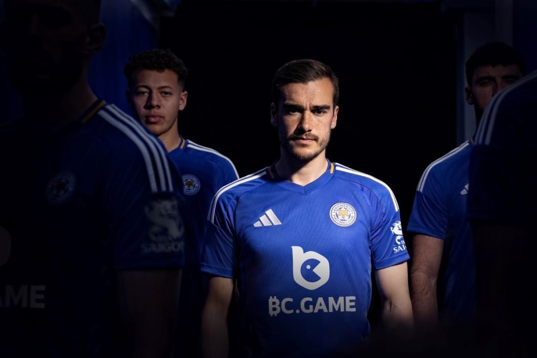 Leicester City football player with BC.Game's logo on shirt