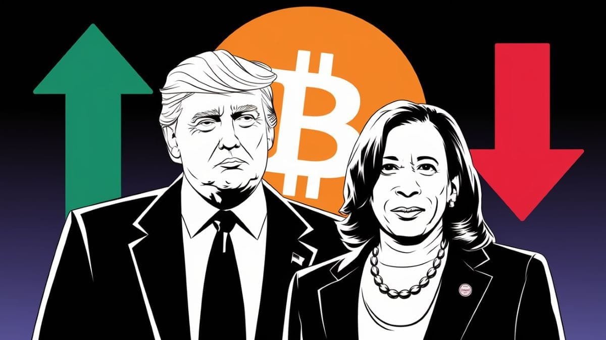 Illustration of Donald Trump and Kamala Harris