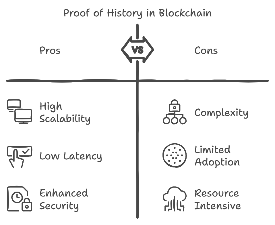 Comparison table with the Pros and Cons of Proof Of History.