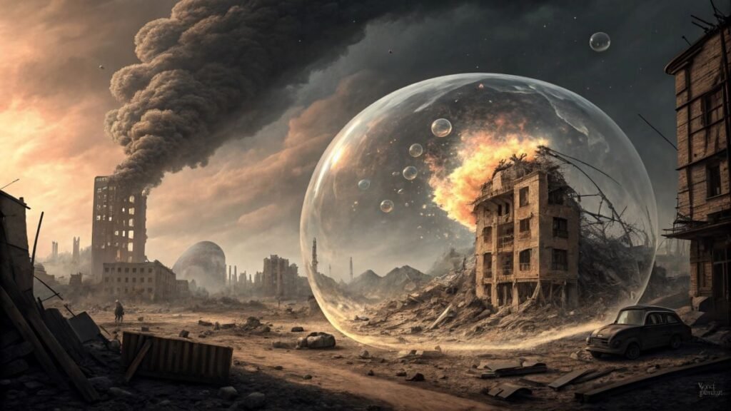 A bubble in a post apocalyptic setting