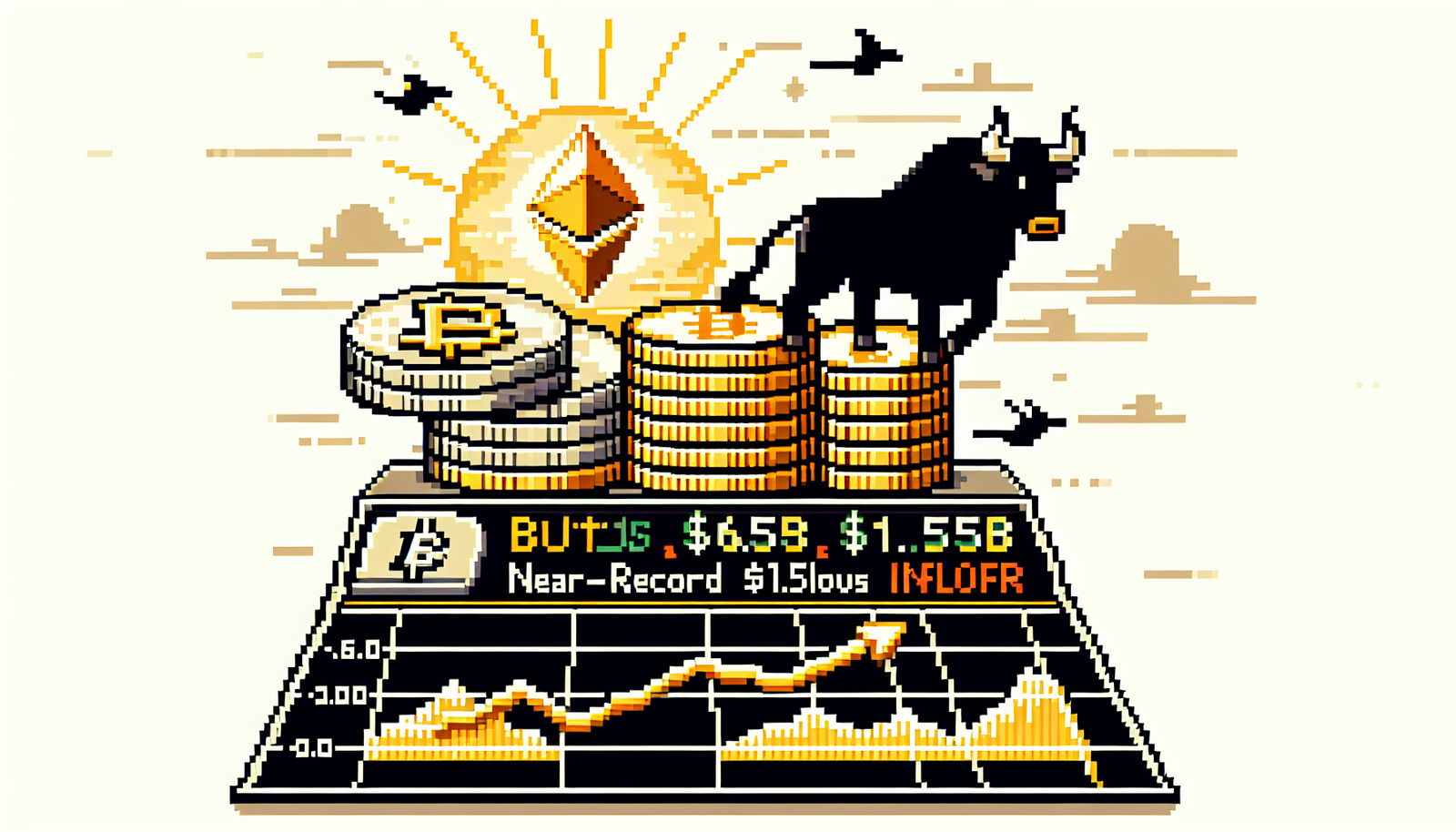 Bitcoin, Ether ETFs See Near-Record $1.55B Inflows as Prices Soar