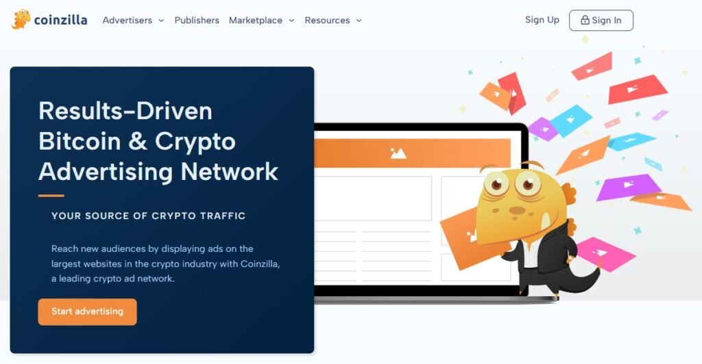 The 13 Best Crypto Advertising Networks to Grow Your Project Screenshot of Coinzilla's homepage