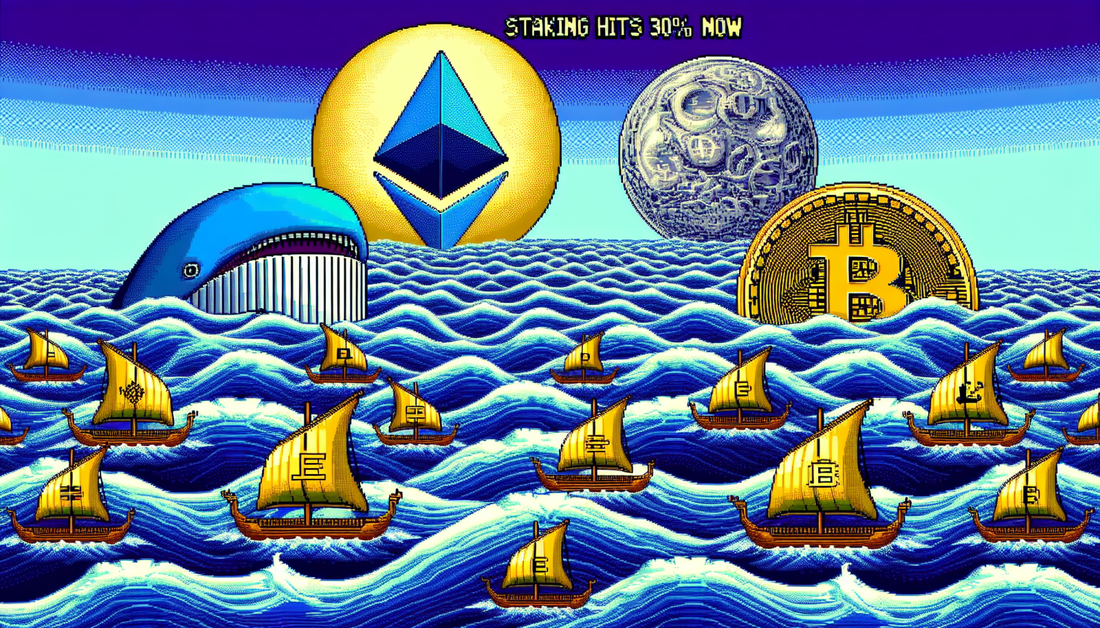 Whales Accumulate ETH, LINK, Bitcoin as Staking Hits 30% Now