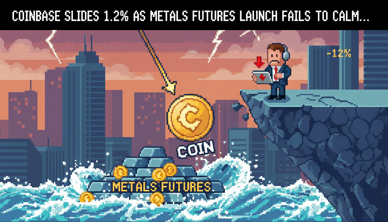 Coinbase slides 1.2% as metals futures launch fails to calm.