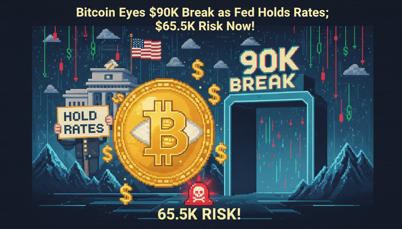 Bitcoin Eyes $90K Break as Fed Holds Rates; $65.5K Risk Now!