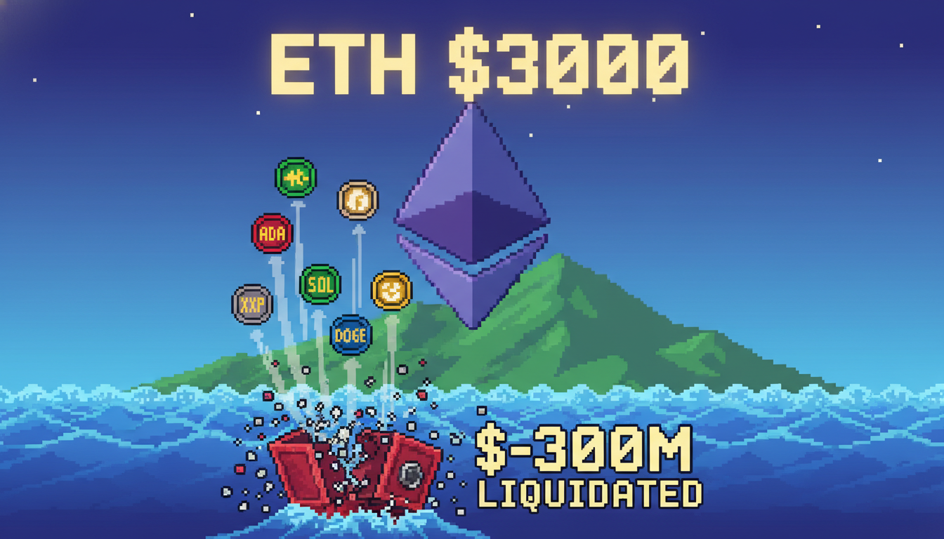 Ethereum Tops $3,000; Altcoins Surge as $300M Liquidated Now