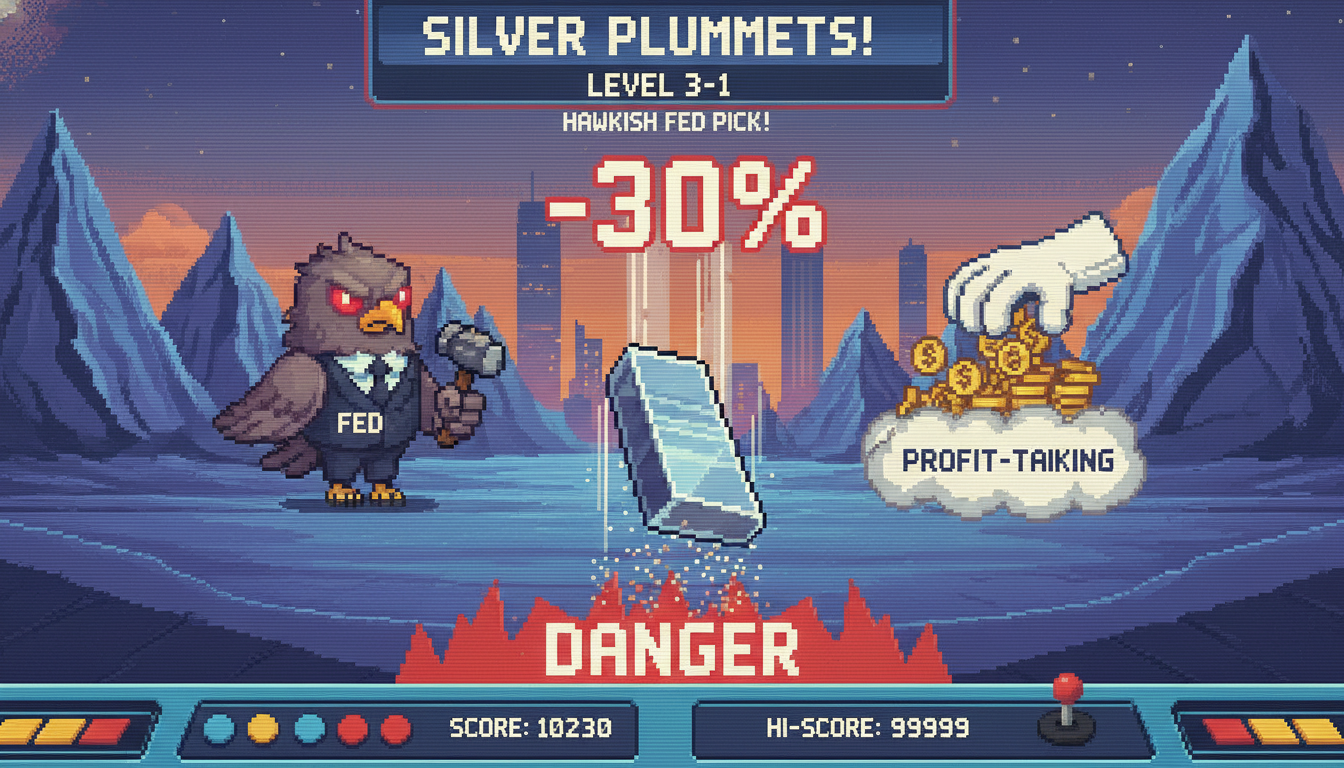 Silver Plummets 30% on Profit-Taking, Hawkish Fed Pick