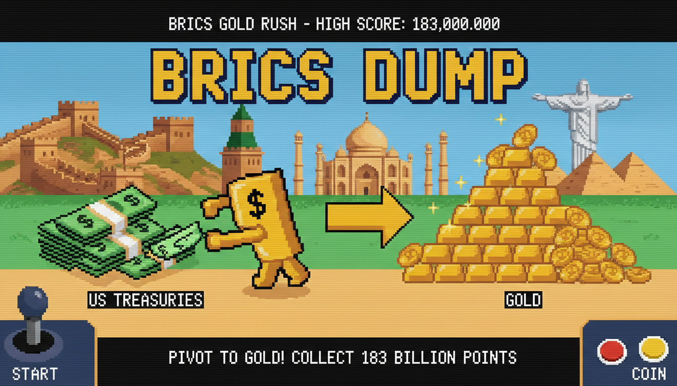 BRICS Dump $183 Billion in US Treasuries, Pivot to Gold