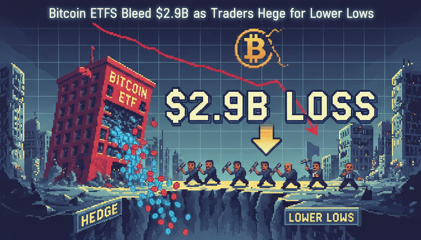 Bitcoin ETFs Bleed $2.9B as Traders Hedge for Lower Lows