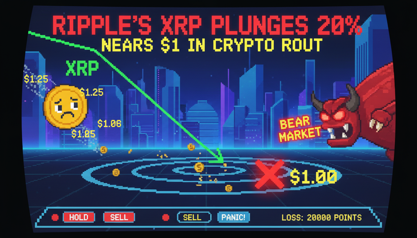 Ripple's XRP Plunges 20%, Nears $1 in Cryptocurrency Rout