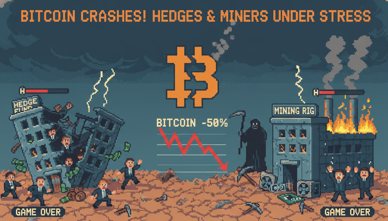 Bitcoin Crashes 50% From Peak; Hedges & Miners Under Stress