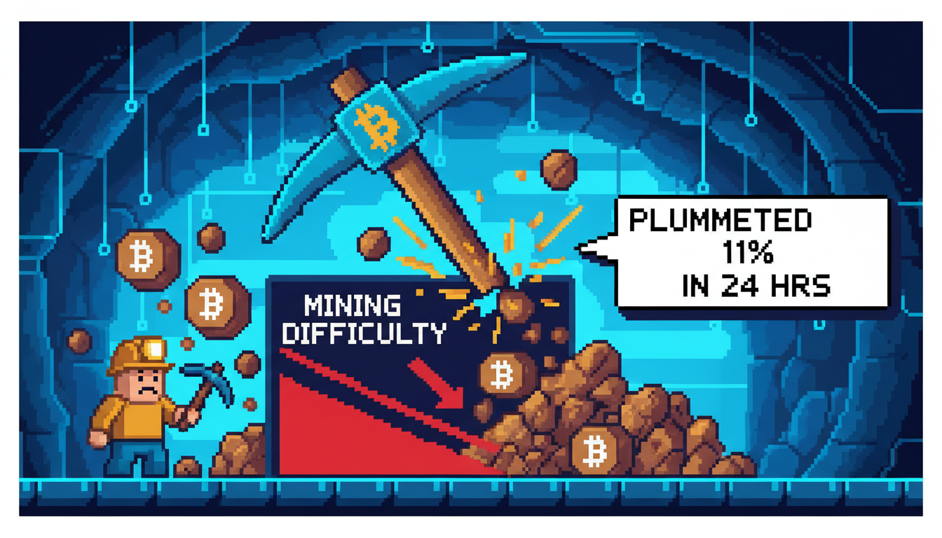 Bitcoin's Mining Difficulty Plummeted 11% In 24 Hours
