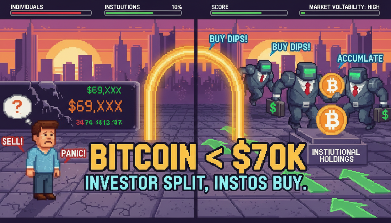 Bitcoin Below $70K Spurs Investor Split, Institutions Buy