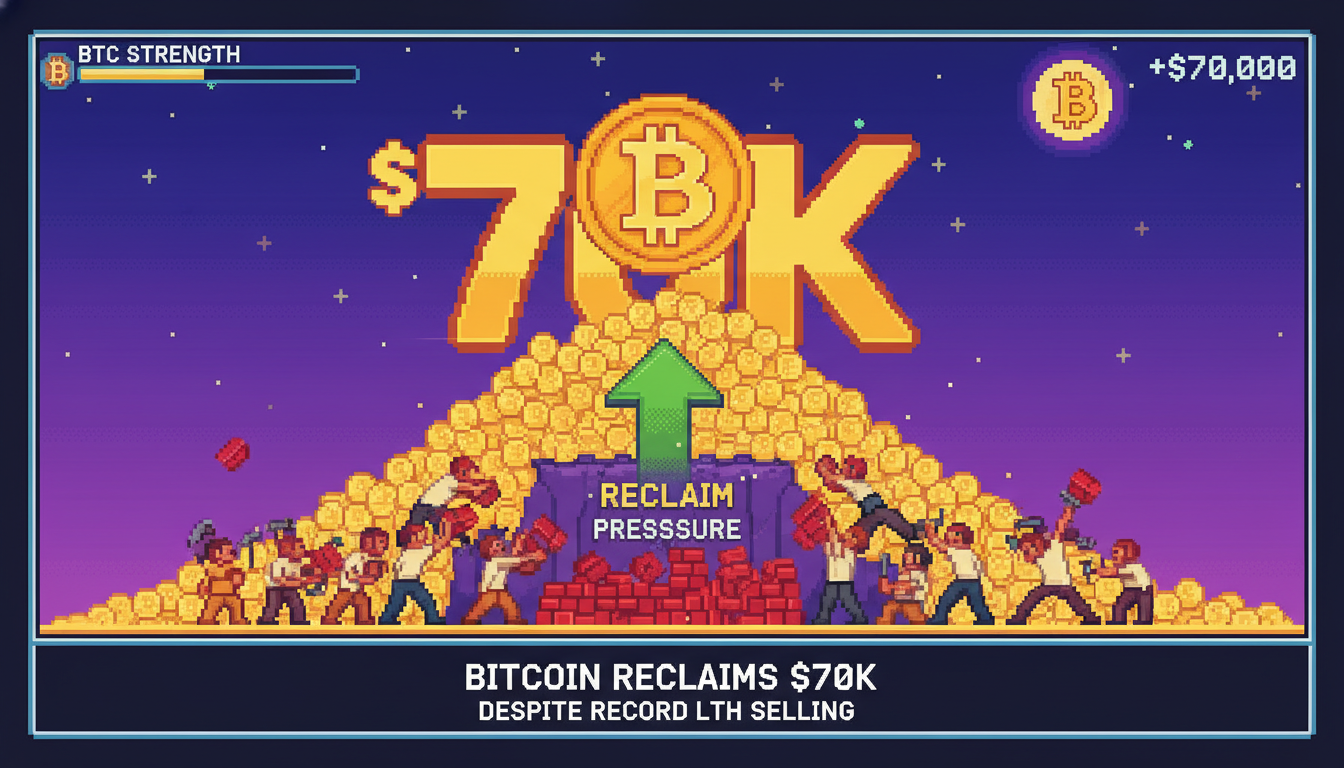 Bitcoin Reclaims $70K Despite Record Long-Term Holder Selling