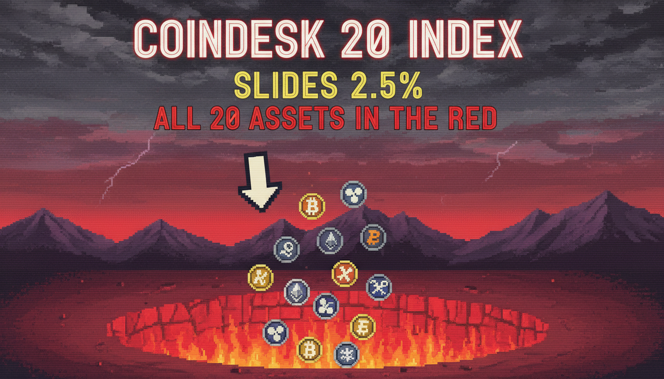 CoinDesk 20 Index Slides 2.5%: All 20 Assets in the Red