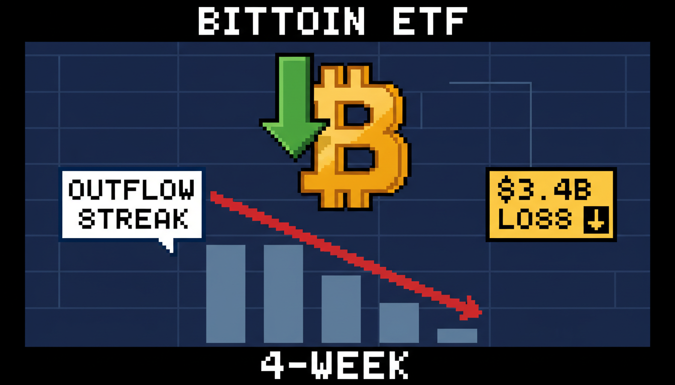 Bitcoin ETFs Hit Four-Week Outflow Streak Losing $3.4B
