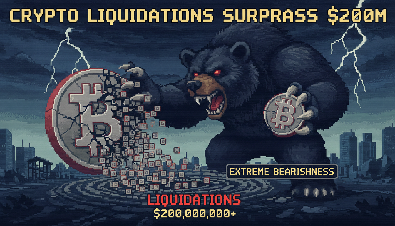 Crypto liquidations surpass $200M amid extreme Bitcoin bearishness