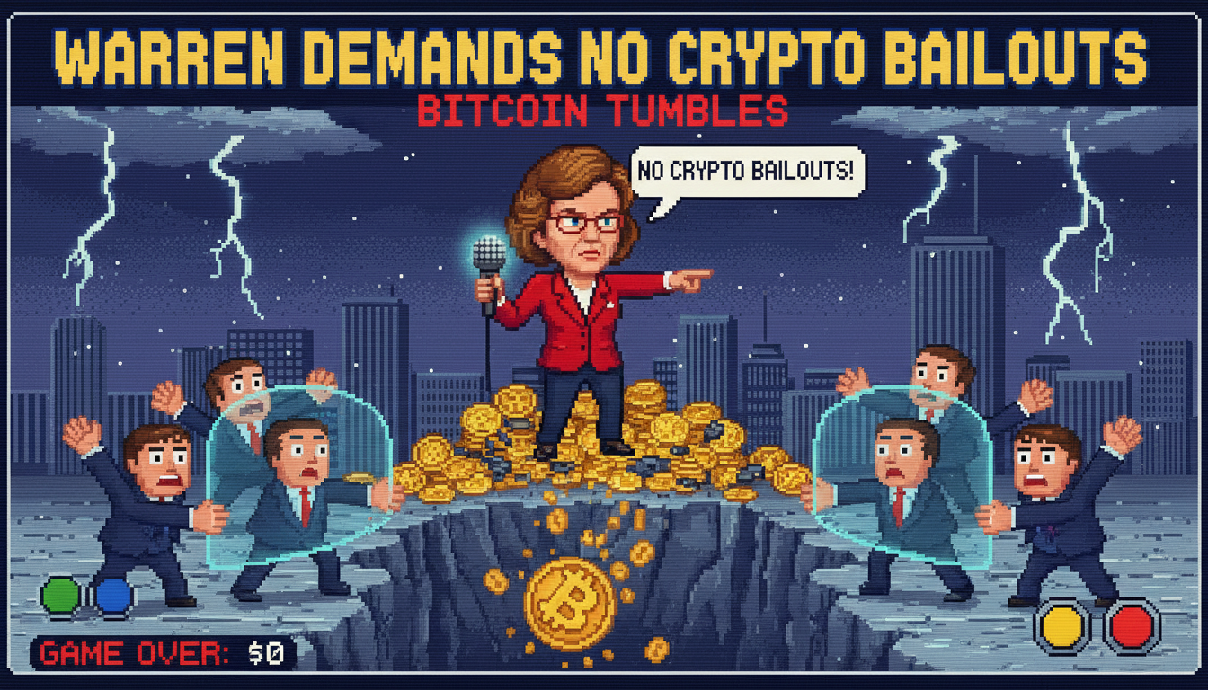 Warren Demands No Crypto Bailouts as Bitcoin Tumbles