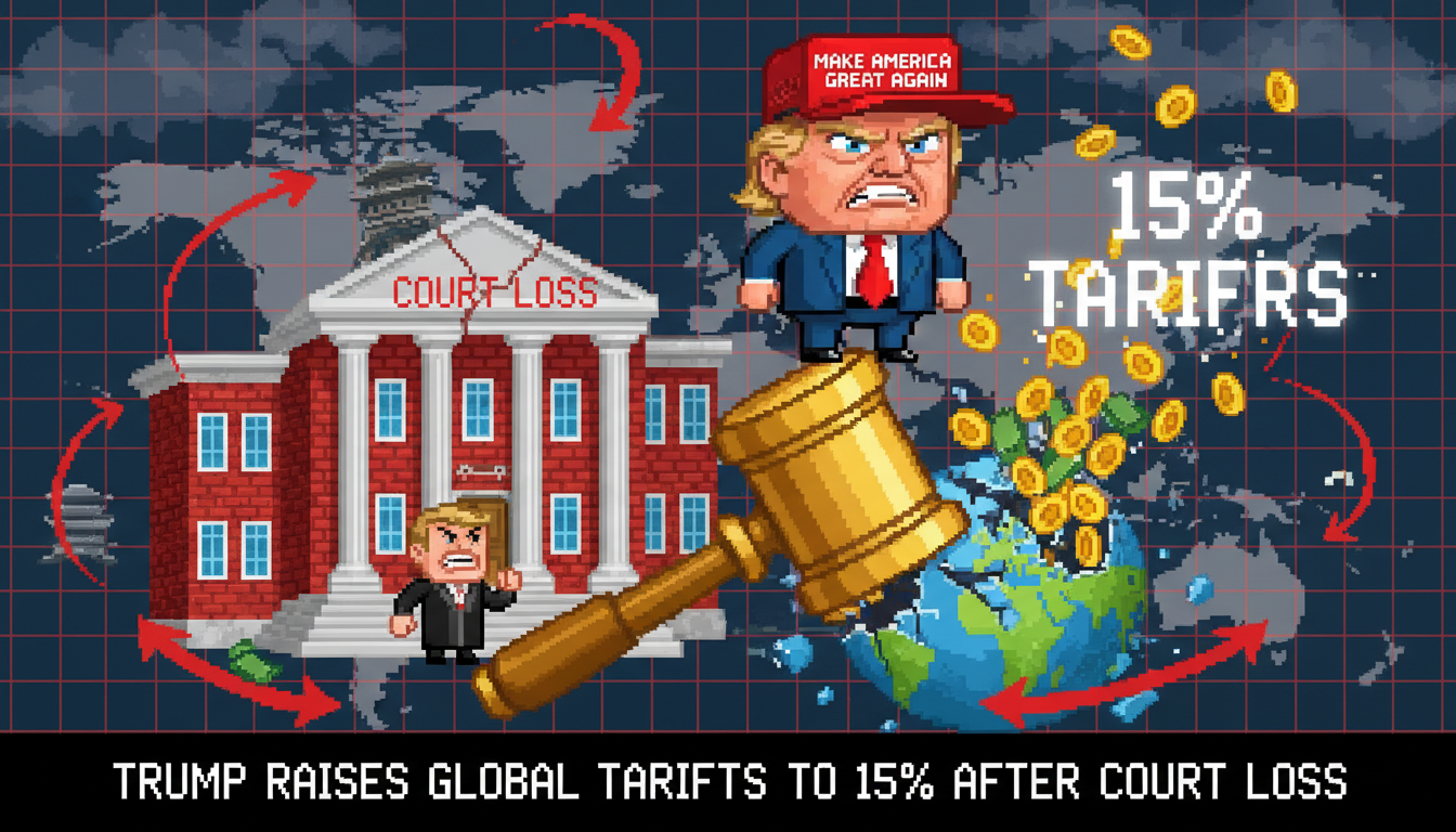 Trump Raises Global Tariffs to 15% After Court Loss