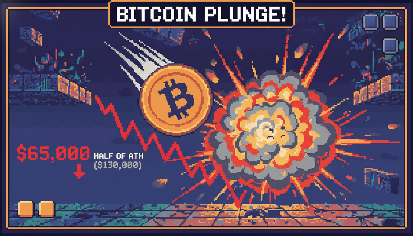 Bitcoin Plunges to $65K, Half Its All-Time High