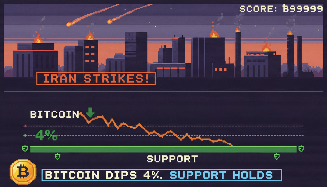 Bitcoin Dips 4% Amid Iran Strikes, Support Holds