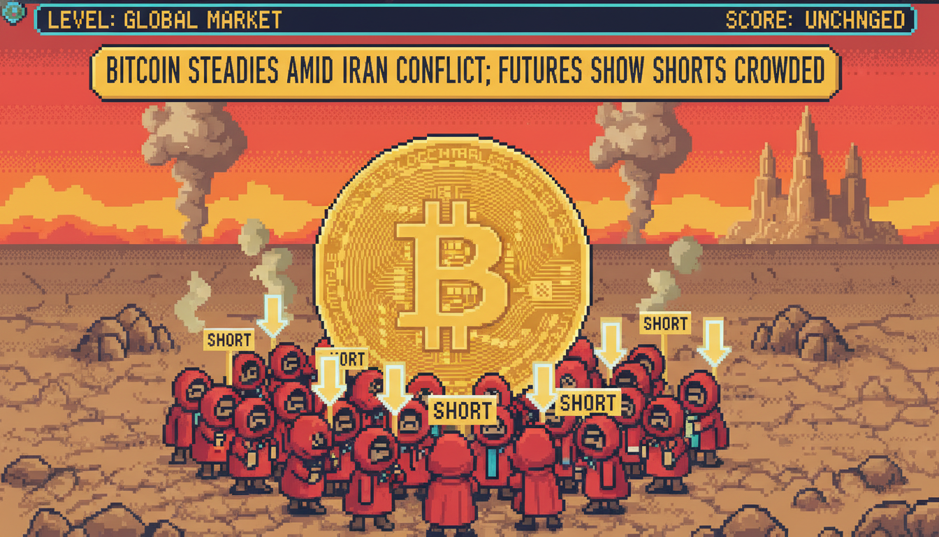Bitcoin Steadies Amid Iran Conflict; Futures Show Shorts Crowded