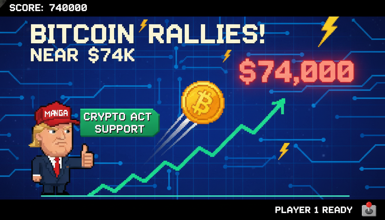 Bitcoin Rallies Briefly Near $74K Amid Trump Crypto Act Support