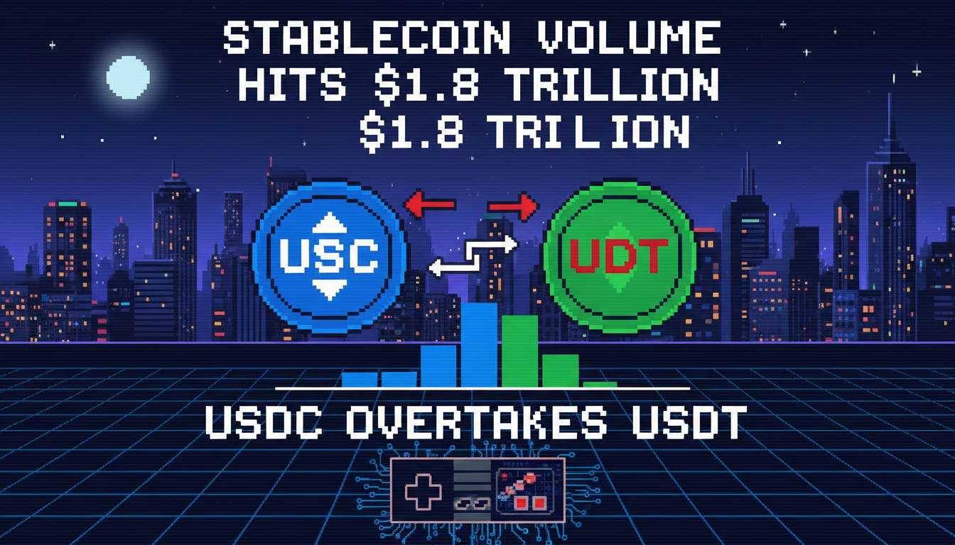 Stablecoin Volume Hits $1.8T, USDC Overtakes USDT