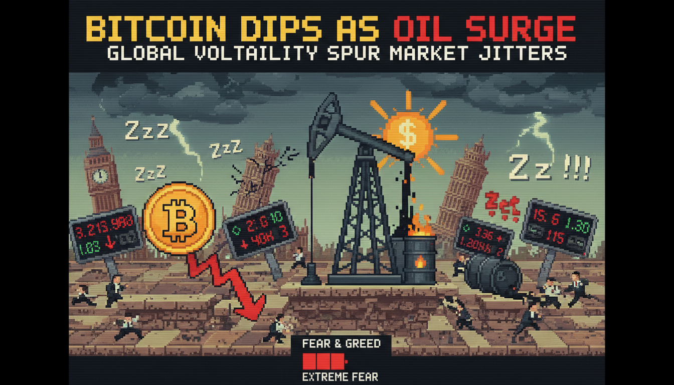Bitcoin Dips as Oil Surge, Global Volatility Spur Market Jitters