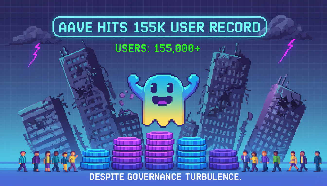Aave Hits 155K User Record Despite Governance Turbulence