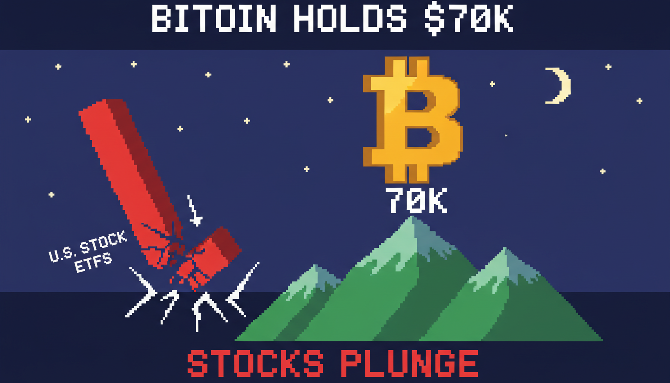 Bitcoin Holds $70K as U.S. Stock ETFs Plunge Overnight