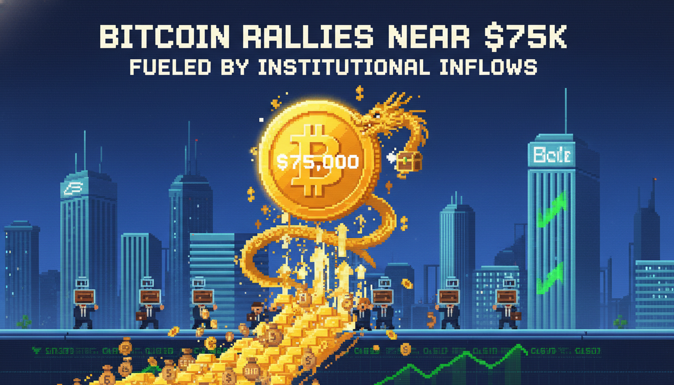 Bitcoin Rallies Near $75K Fueled by Institutional Inflows