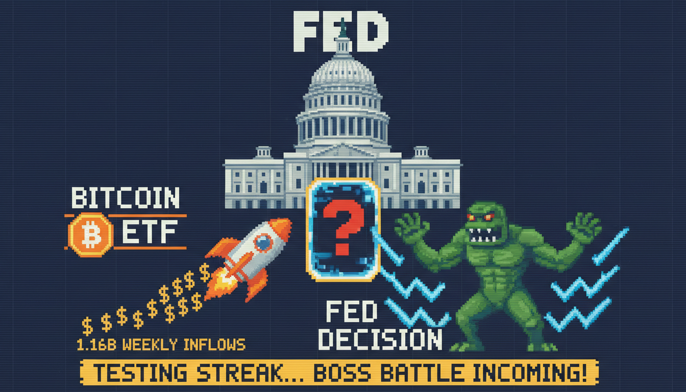 Fed Decision Tests Bitcoin ETF's $1.16B Weekly Inflow Streak