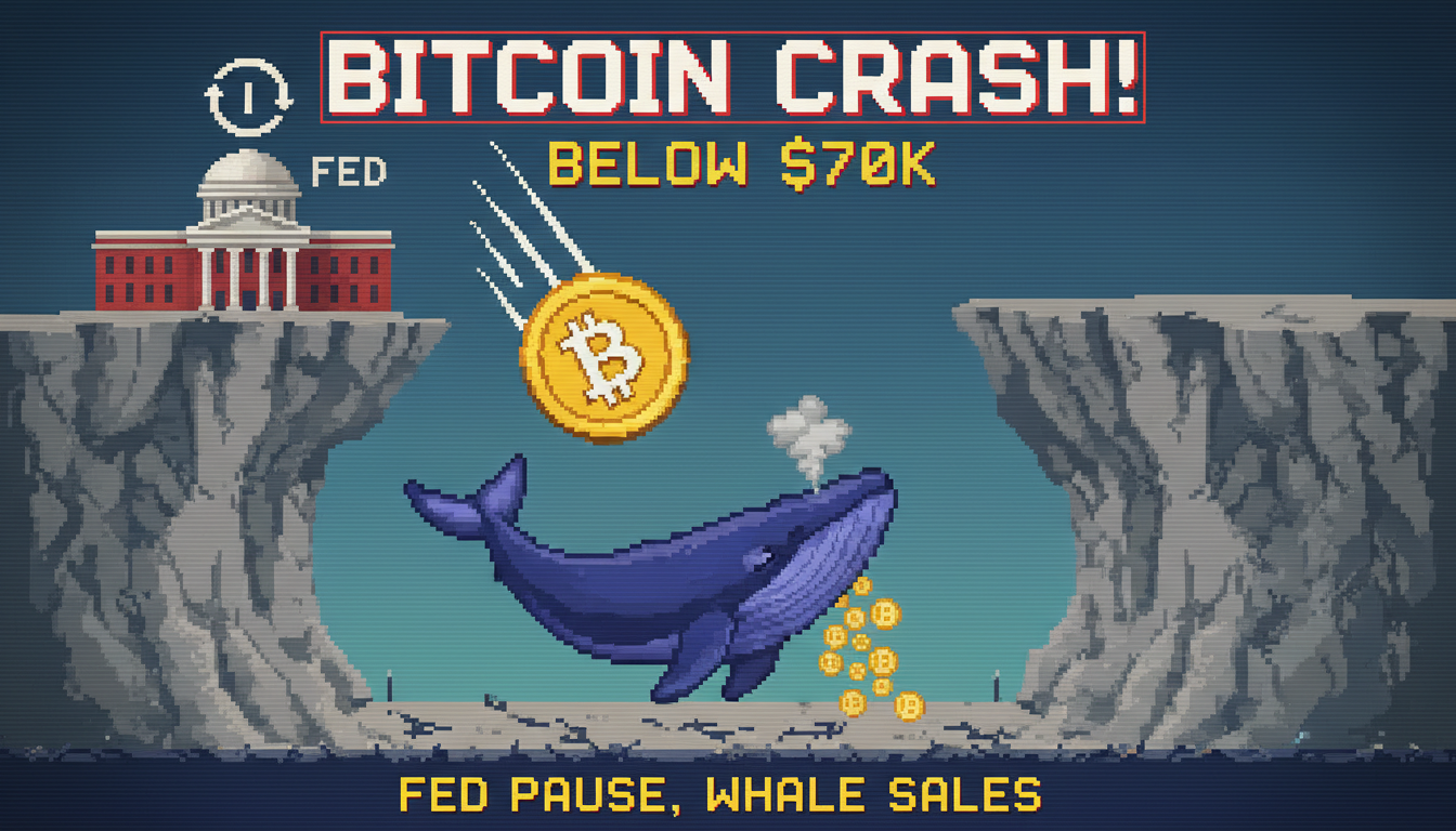 Bitcoin Drops Below $70K on Fed Rate Pause, Whale Sales
