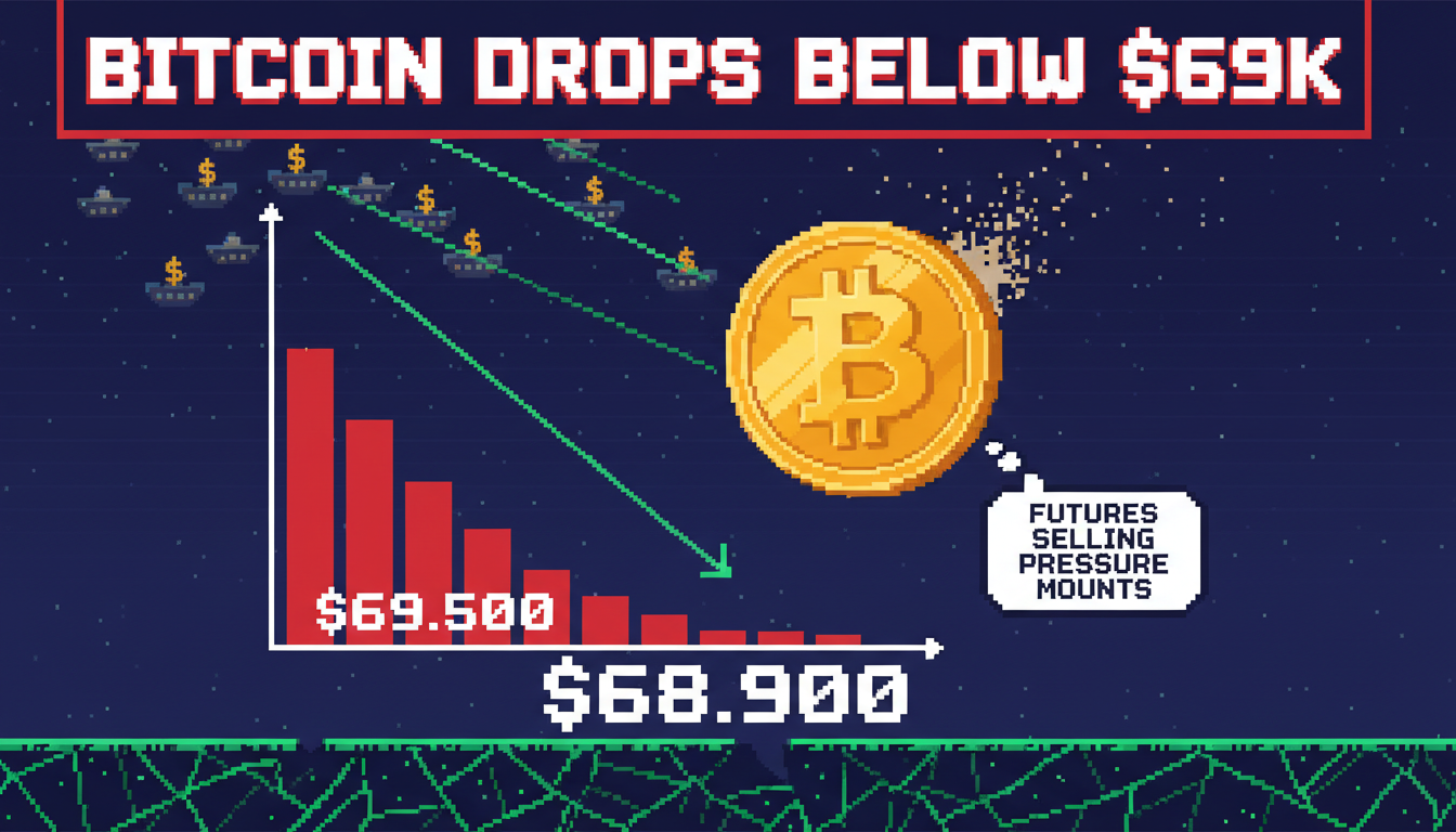 Bitcoin Drops Below $69K as Futures Selling Pressure Mounts