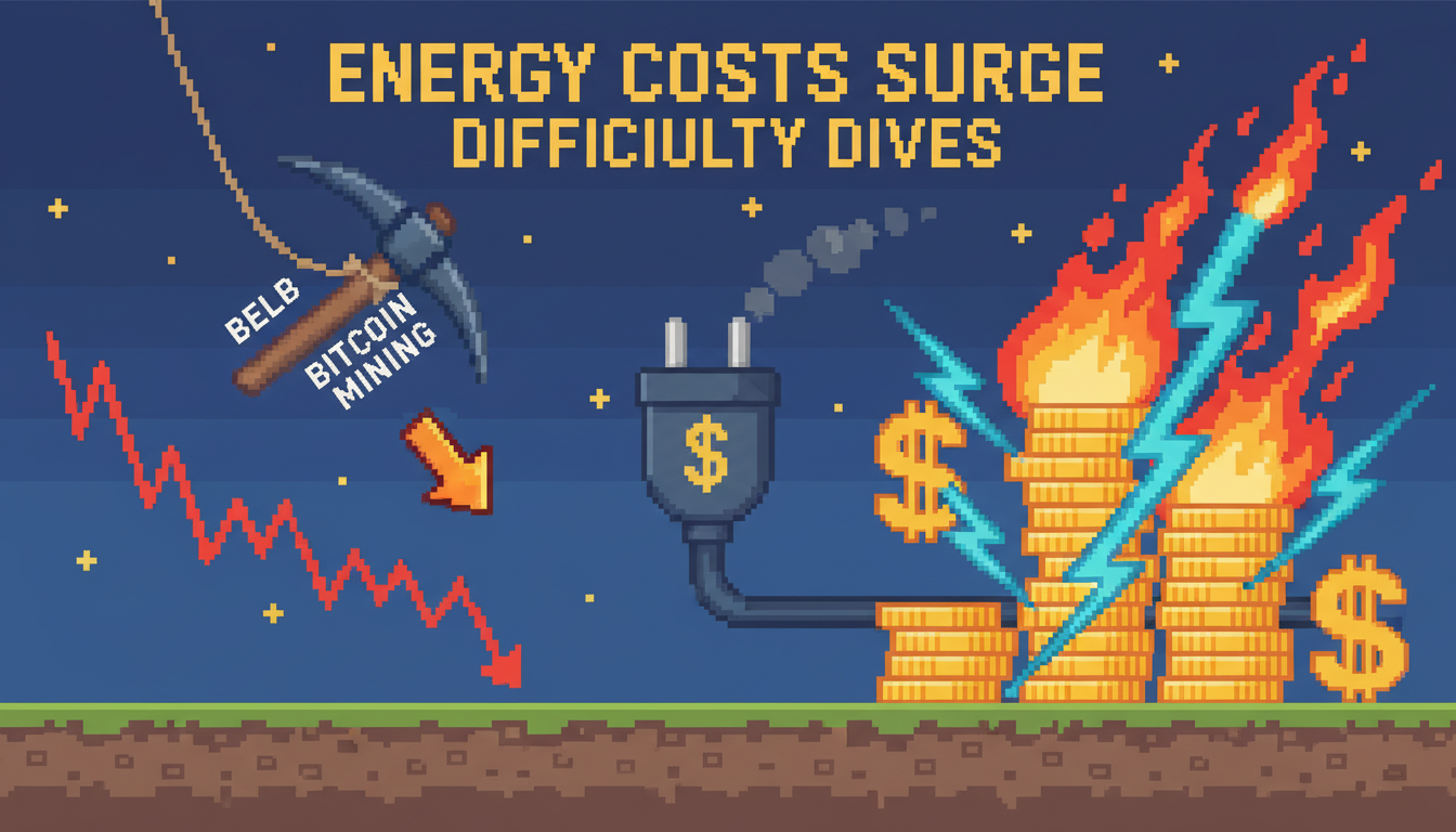 Bitcoin Mining Difficulty Dives as Energy Costs Surge