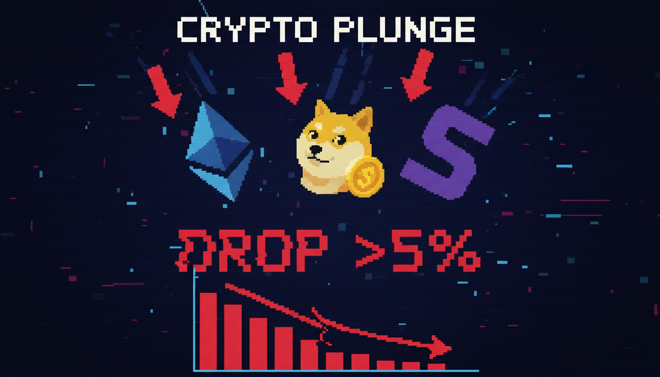 Crypto Plunge: Ethereum, Dogecoin, Solana Drop >5%