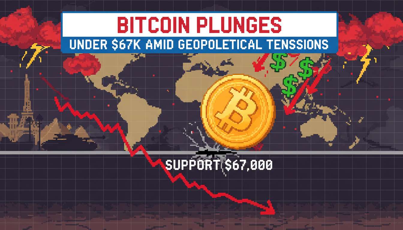 Bitcoin Plunges Under $67K Amid Geopolitical Tensions