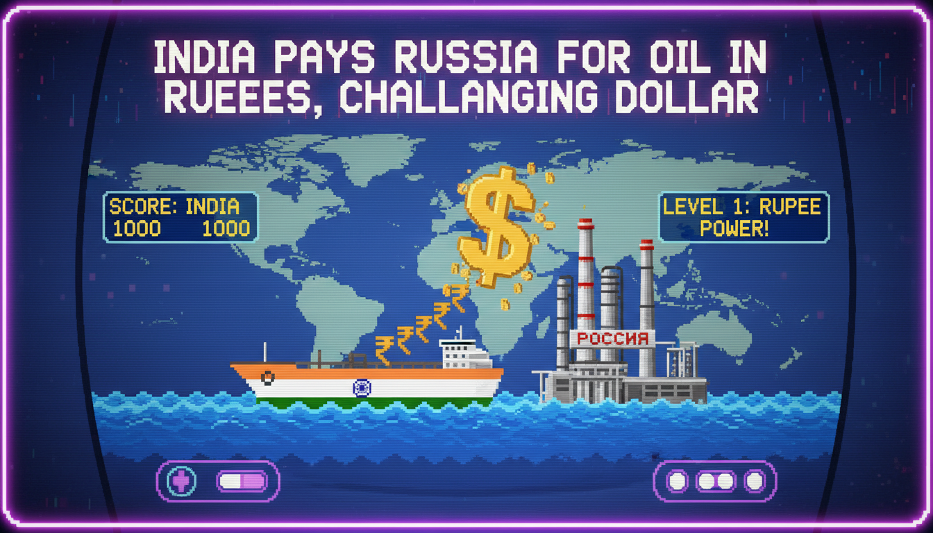 India is paying Russian oil refineries in rupees, reducing dollar reliance.
Based on the provided text, here are a few options for a 60-character news title:
Option 1 (Focus on the main action):
India Pays Russia for Oil in Rupees, Not Dollars
Option 2 (Focus on the challenge to the dollar):
India's Rupee Oil Deal With Russia Dents Dollar Dominance
Option 3 (Broader implication):
India, Russia Shift Oil Trade to Rupees, Bypassing US Dollar
Option 4 (More direct from the text):
Indian Refiners Use Rupees for Russian Oil, Cutting Dollar Use
Option 5 (Includes the geopolitical context):
Amid Global Crises, India-Russia Oil Trade Ditches Dollar
Recommended Title:
India Pays Russia for Oil in Rupees, Challenging Dollar
This title (exactly 60 characters) captures the core news (India paying Russia in rupees) and the significant implication (challenging the dollar's role), which is the central theme of the article.