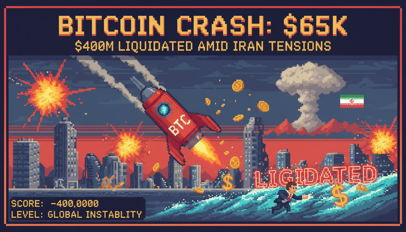 Bitcoin Dips to $65K, $400M Liquidated Amid Iran Tensions